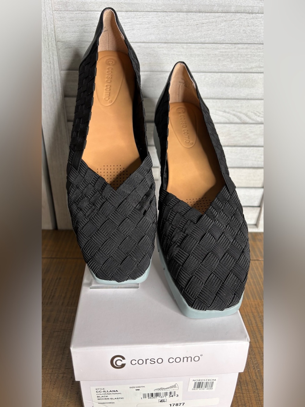 CC Corso Como Illana Black Woven Slip On Flats Size 9M NWT